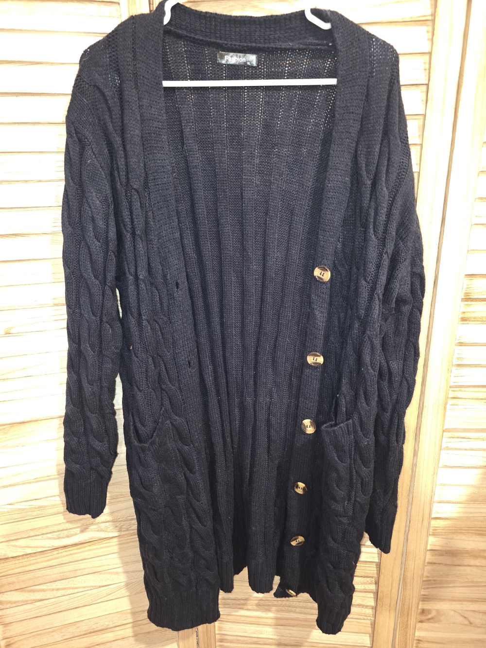 Navy Cable Knit Button-Front Women's Cardigan Sweater